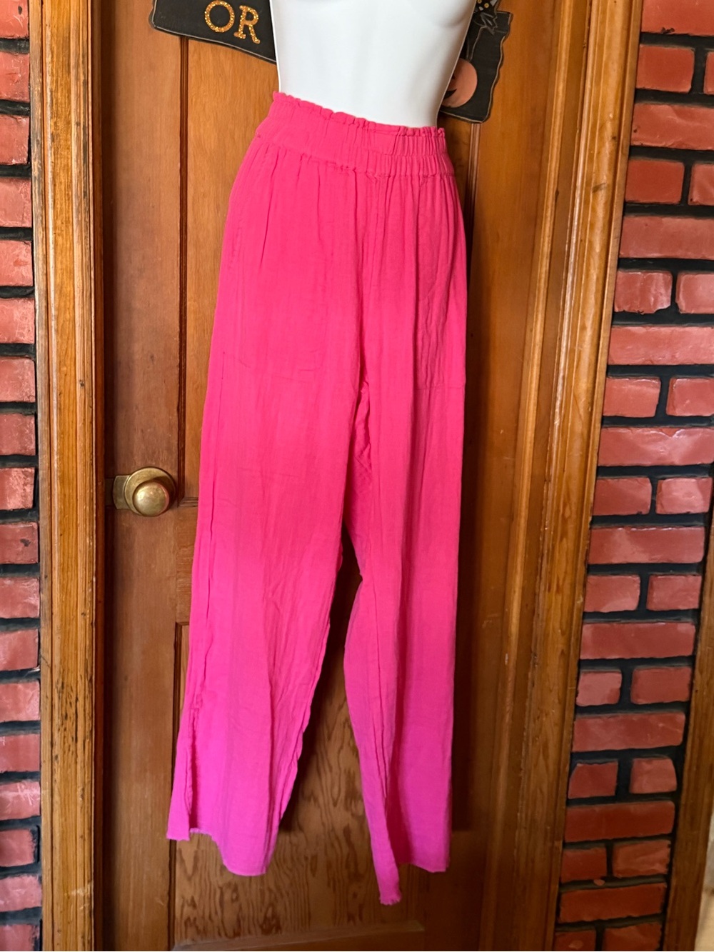 Elan Women's Elastic-Waist Pink Wide-Leg Pants